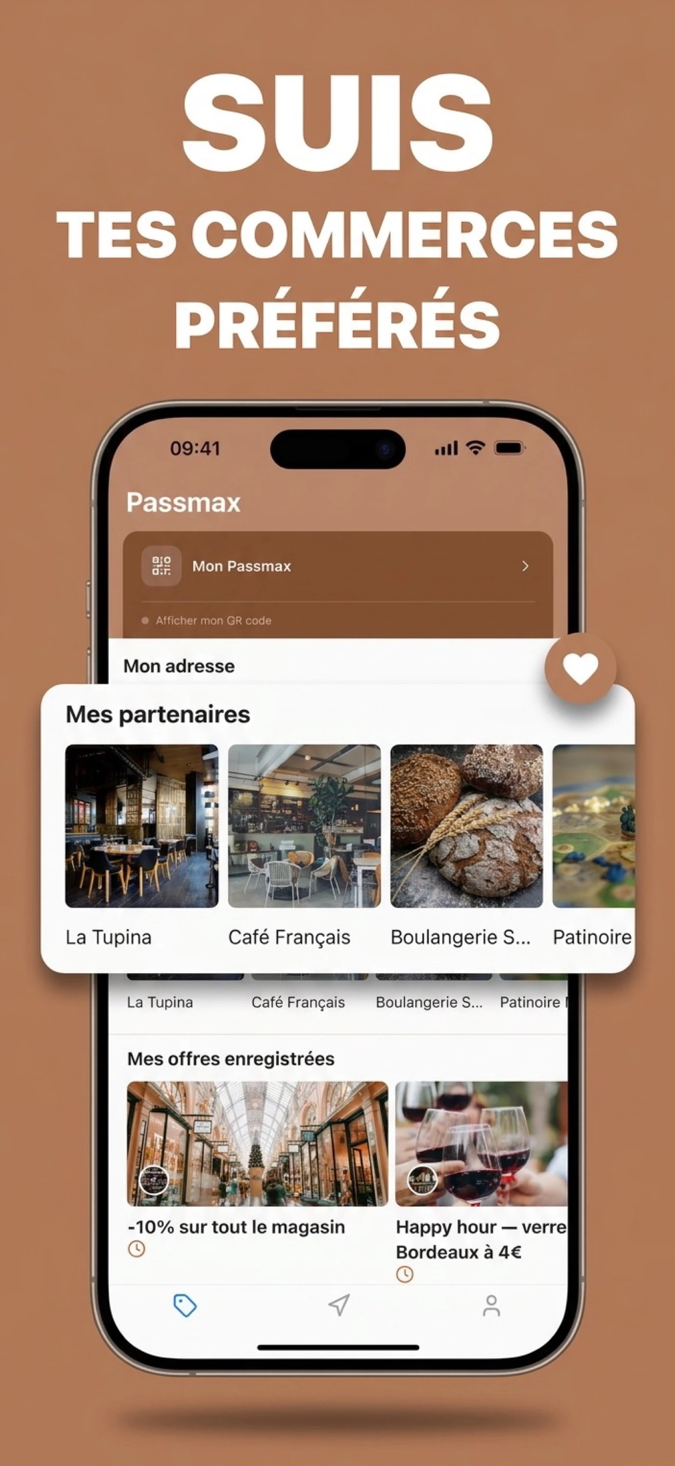 Écran Passmax — carte de fidélité et tampons